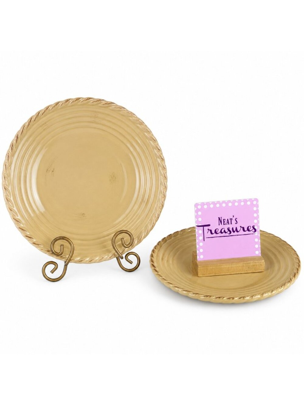 Artimino TUSCAN COUNTRYSIDE Rustic Cream Stoneware Dinner Salad Plate Set 2 NEW
